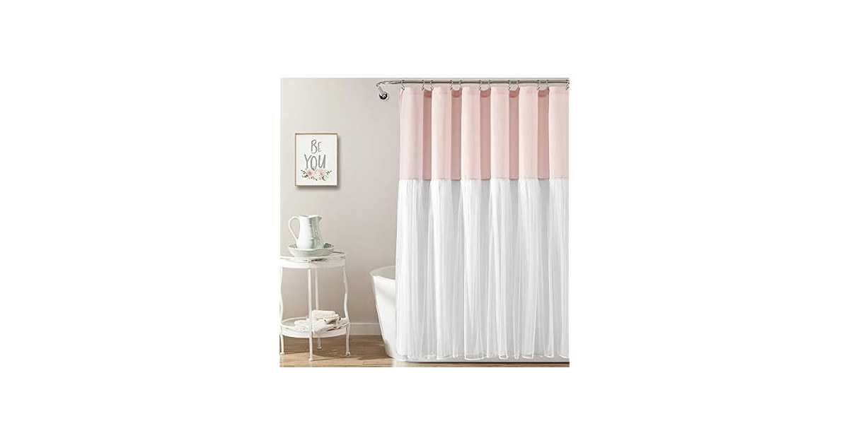 Lush Decor Tulle Skirt Colorblock Shower Curtain