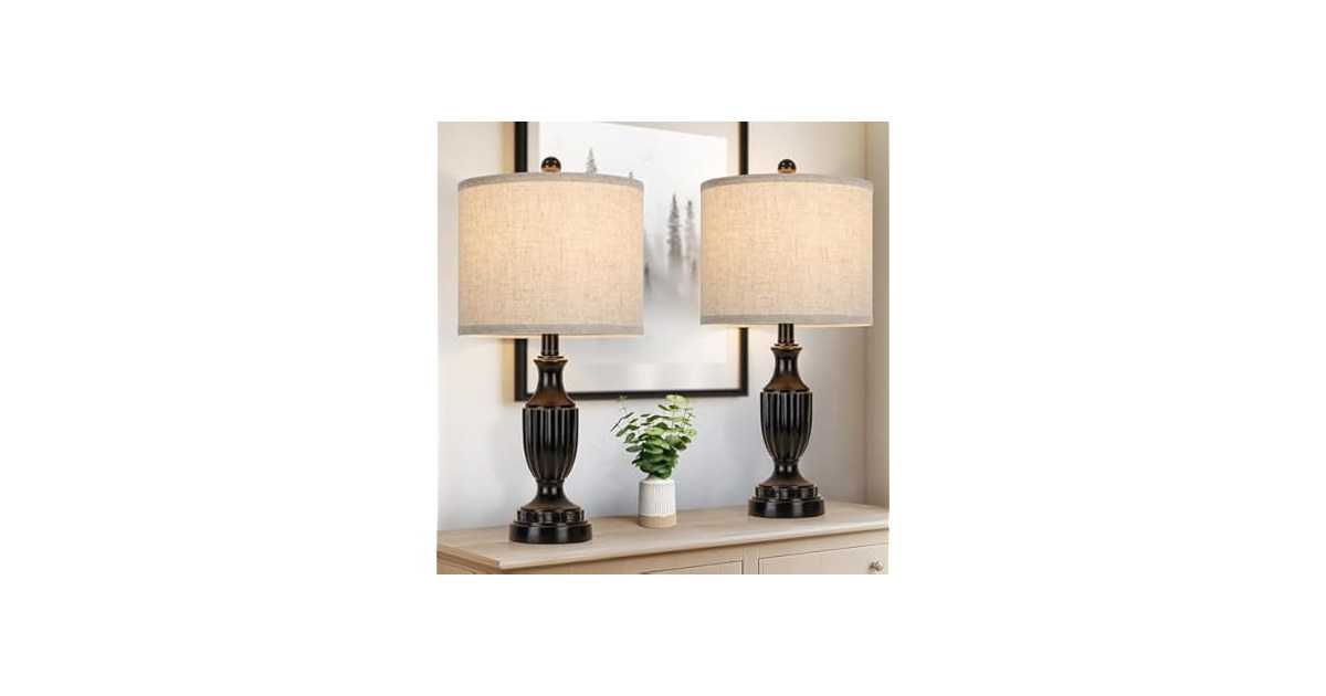 TOBUS Table Lamp Set of 2, Matte Black