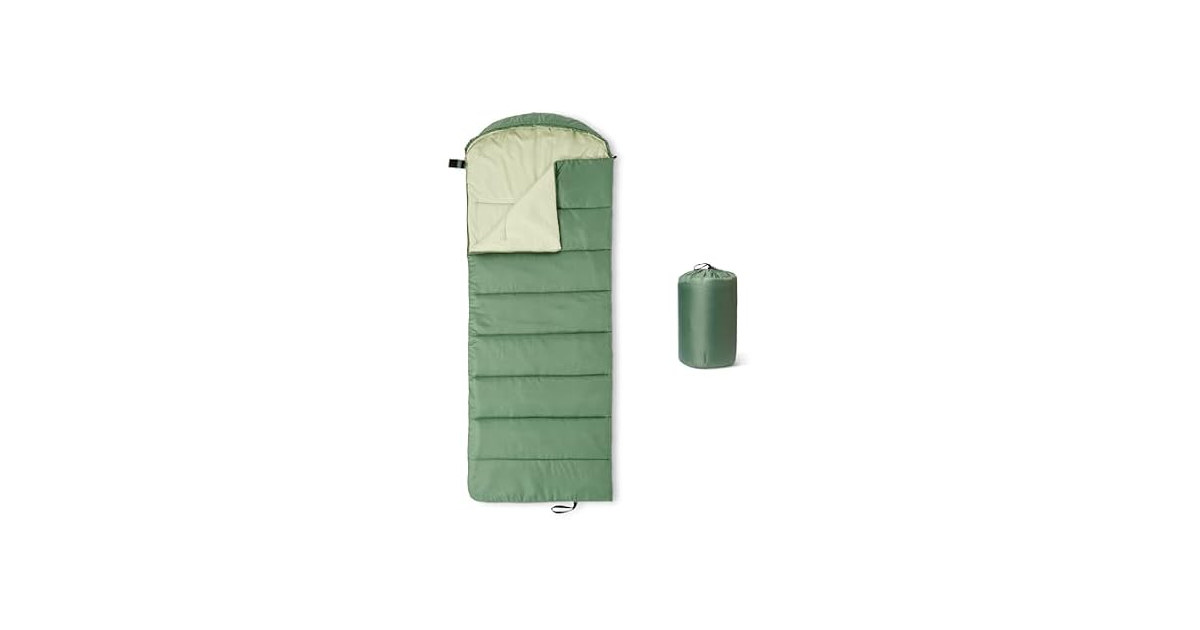 Amazon Basics Sleeping Bag 50F Olive Green