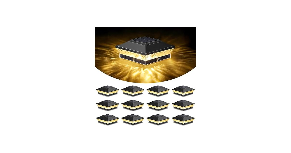 Brightever 4x4 3.5x3.5 Solar Post Cap Lights 12-Pack Black