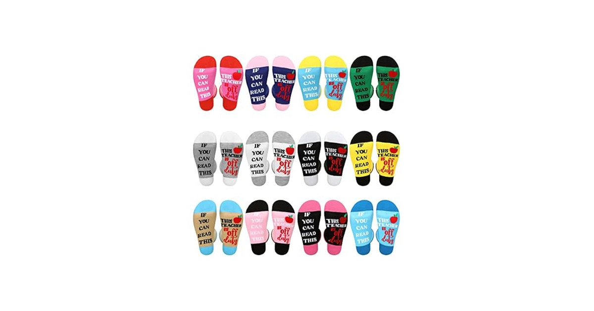12 Pairs Womens Teacher Funny Crew Socks