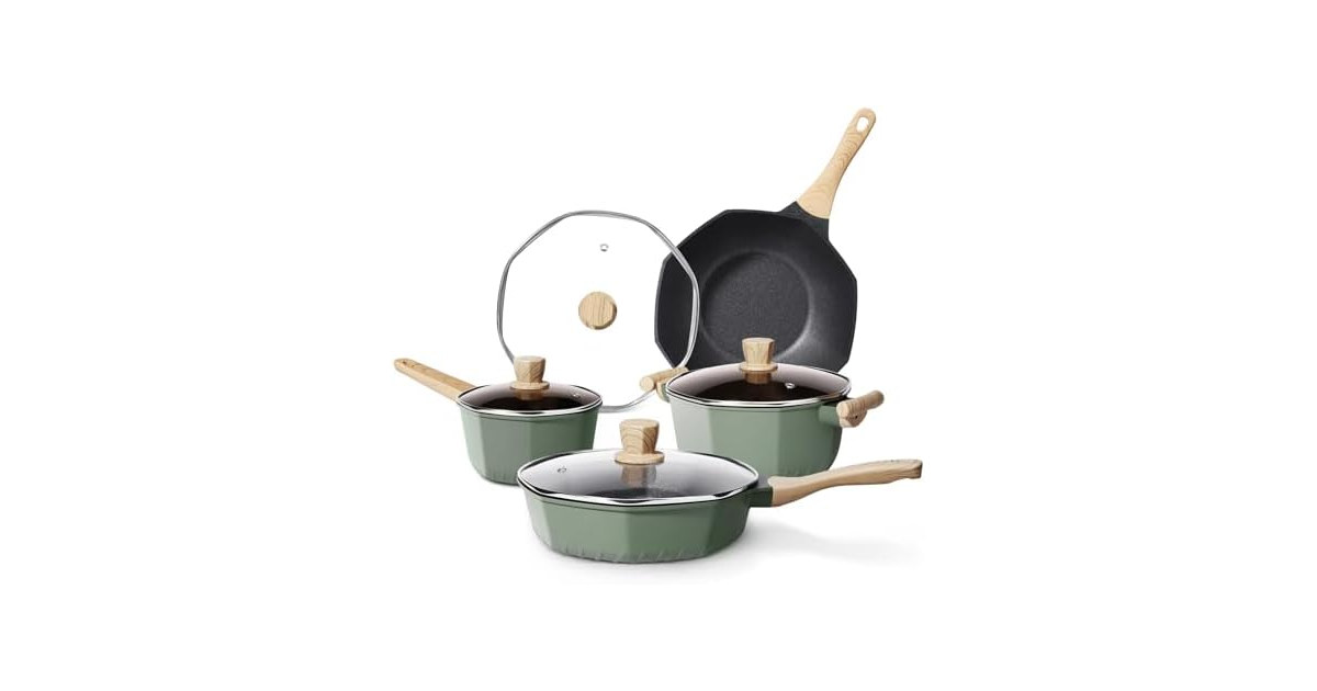 RealCool Pots and Pans Set Non Stick, 8