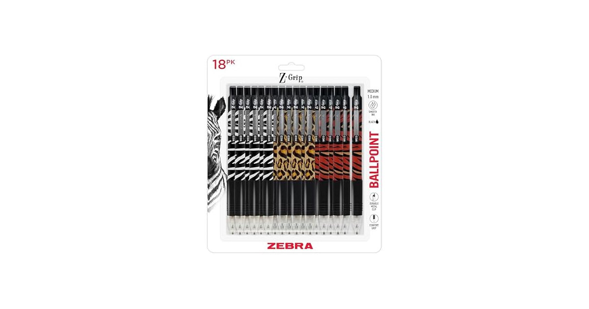 Zebra Pen Z-Grip Animal Print Retractable Ballpoint Pen
