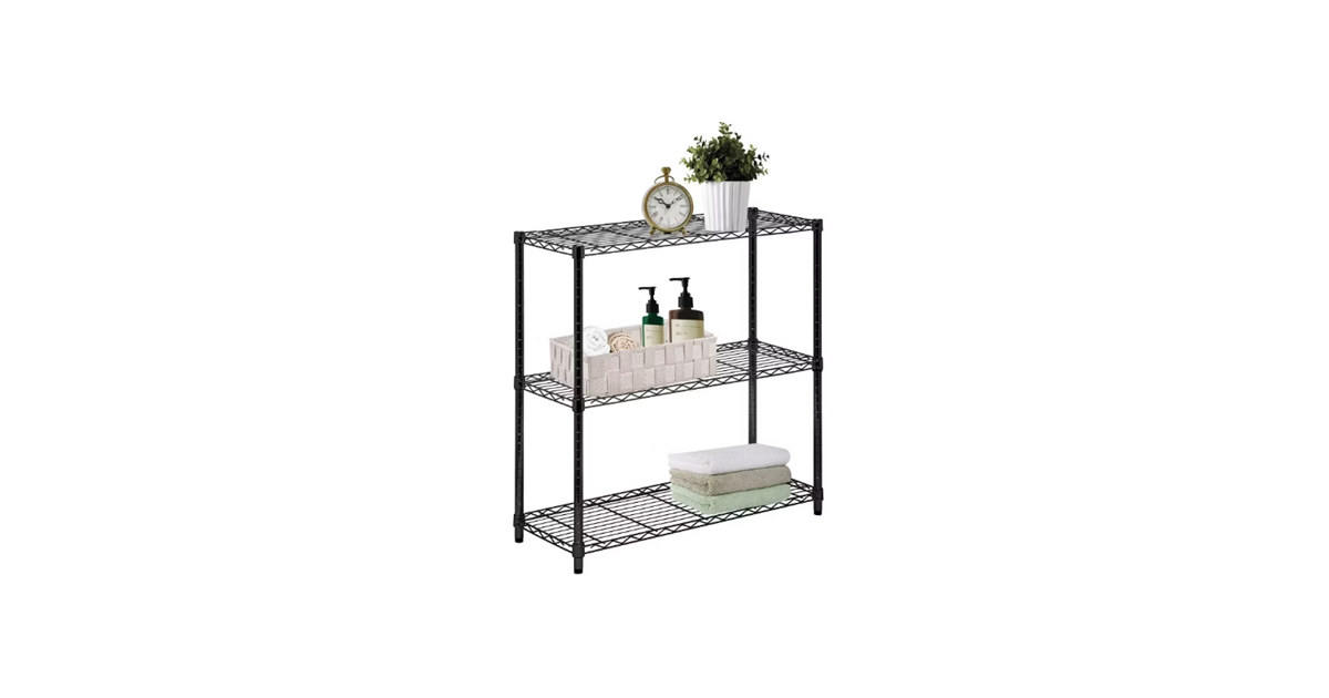 J&V Textiles 7056-BK 3-Tier Shelving Unit