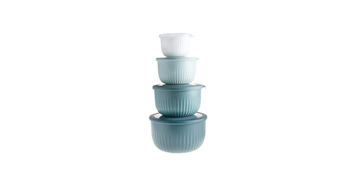 8-Pc Nesting Plastic Prep Bowls w- Lids