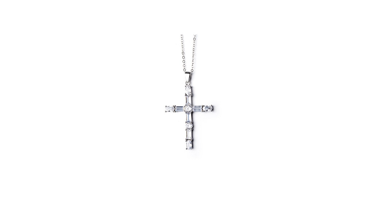 White Gold Plated Cross Necklace