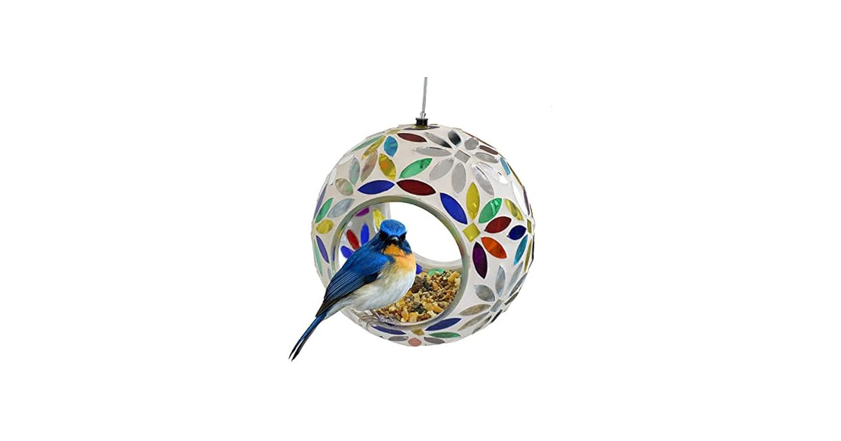 Sunnydaze 6" Rainbow Daisies Mosaic Bird Feeder