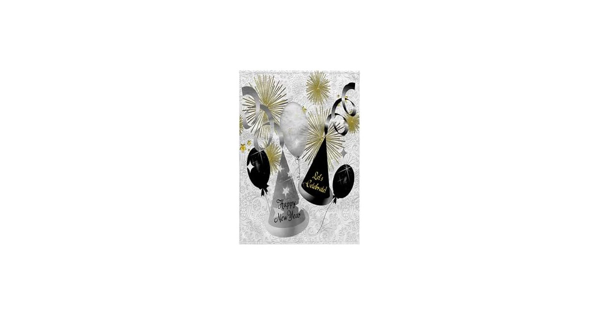 3dRose Happy New Year Black, White & Gold