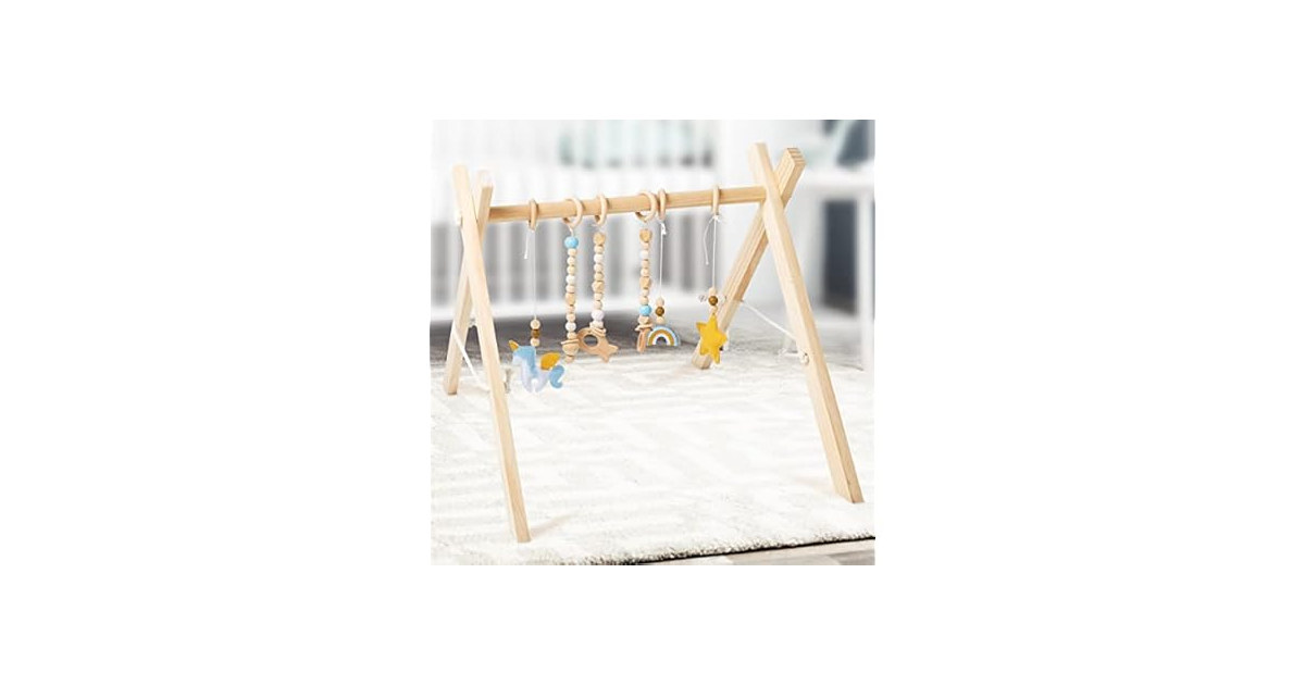 Wooden Baby Play Gym with Hanging Toys