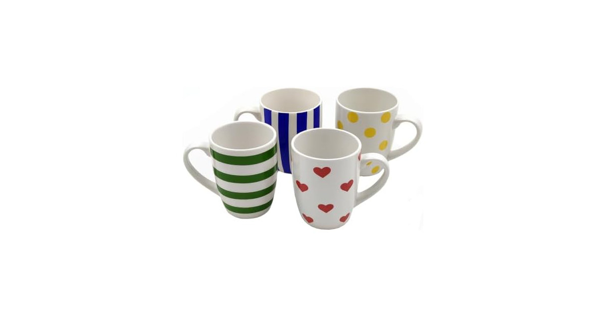 Colorful Ceramic Mug Set of 4 Boho