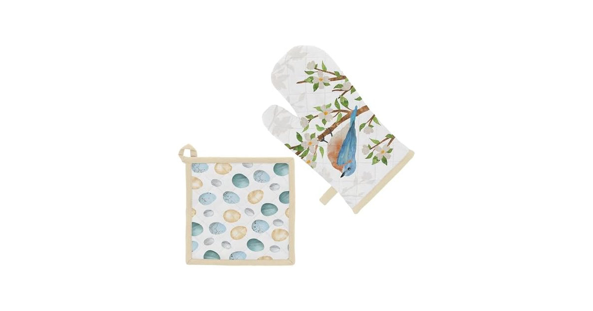 Boston International Cotton Oven Mitt and Pot Holder Birds