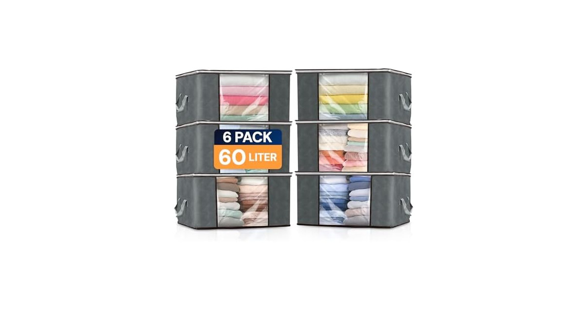 6 Pack 60L Clothes Storage Bags
