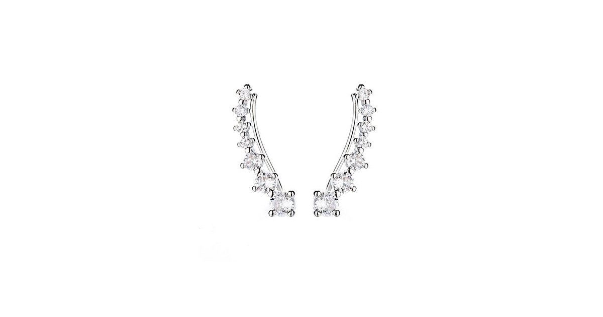 18K White Gold Plated Crystal Ear Climbers
