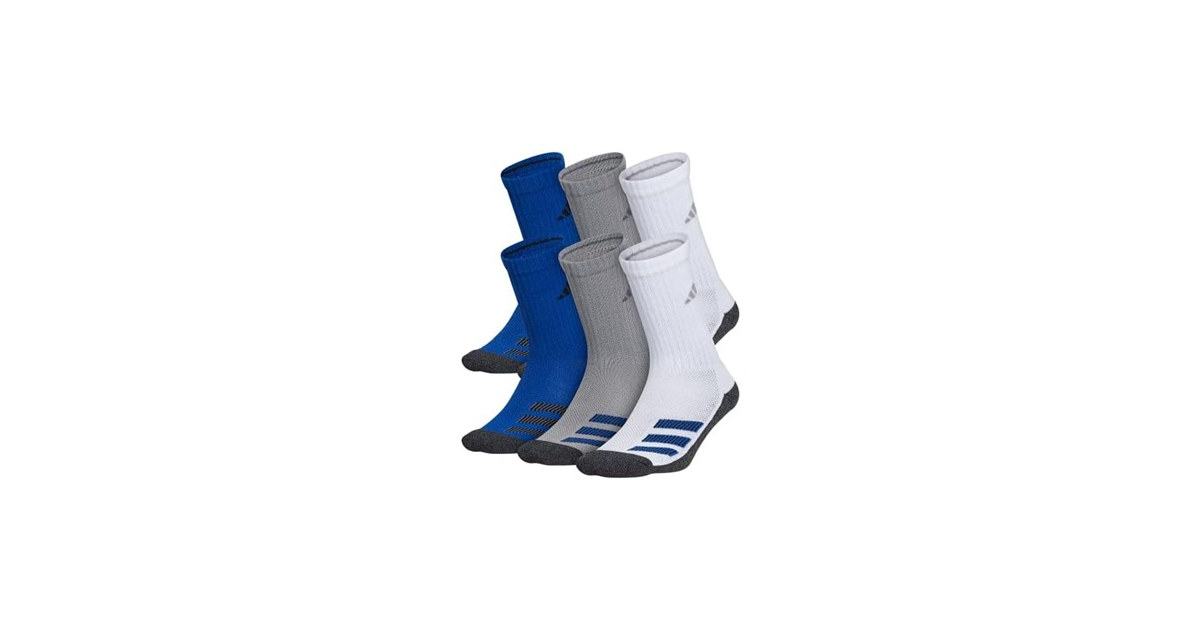 Adidas 6 Pair Angle Stripe Crew Socks