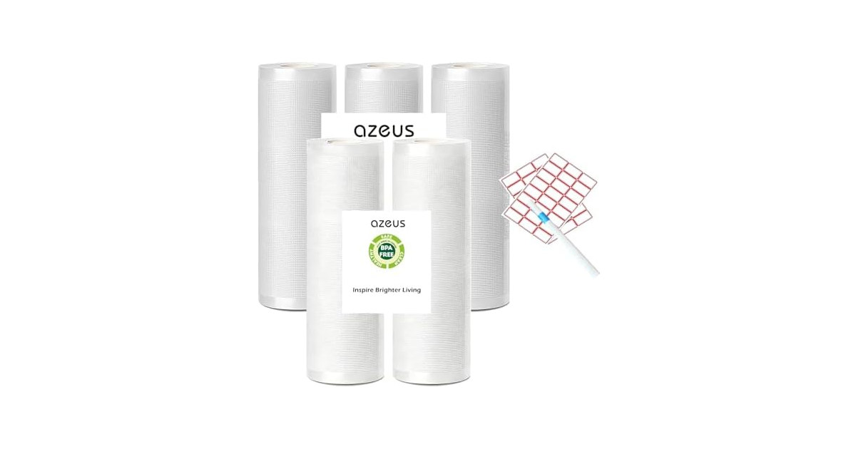 AZEUS Vacuum Sealer Bag Rolls with Labels & Marker