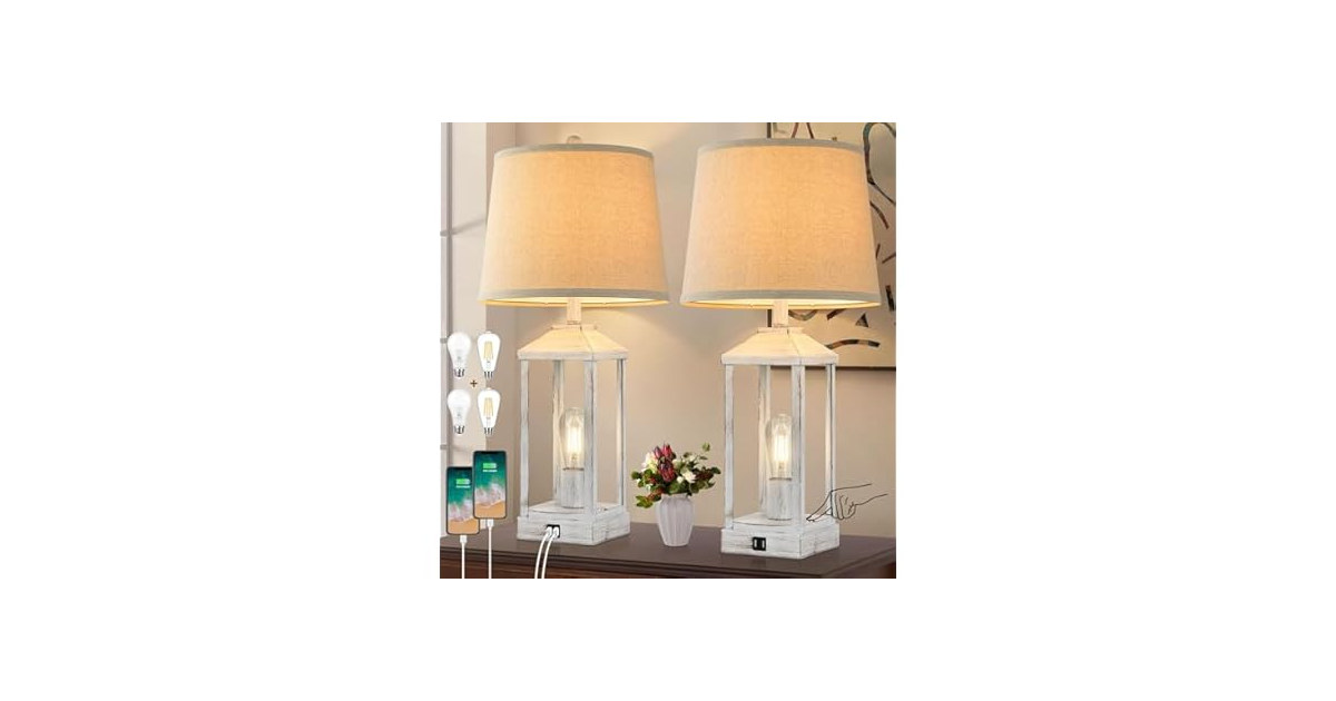 Brightever Farmhouse White Table Lamps