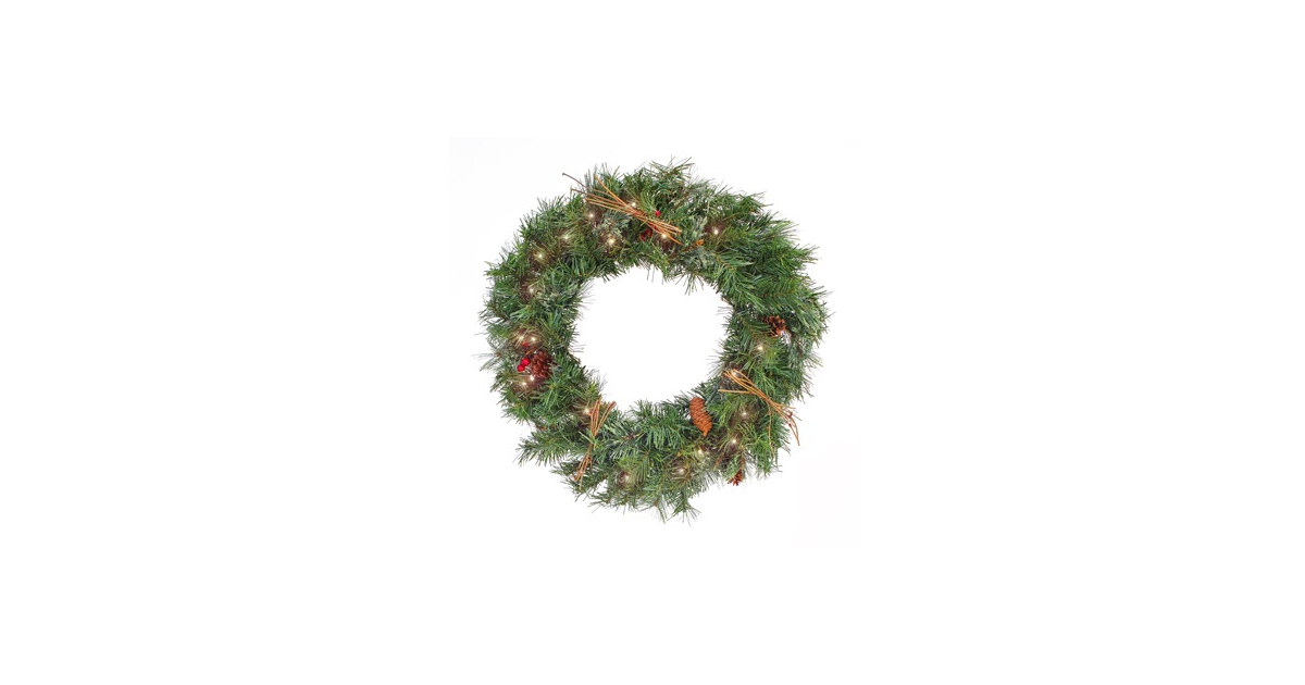 National Tree Company 24 in. Pre-Lit Glistening Pine Wreath