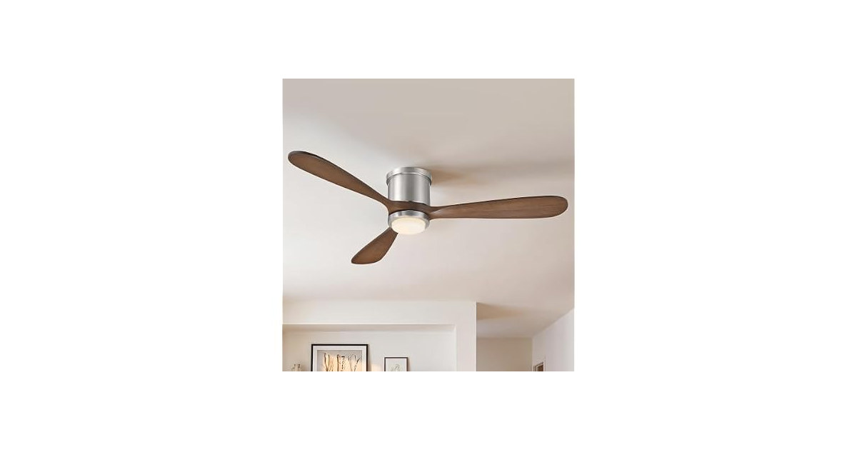 Parrot Uncle 52 Inch Flush Mount Solid Wood Ceiling Fan