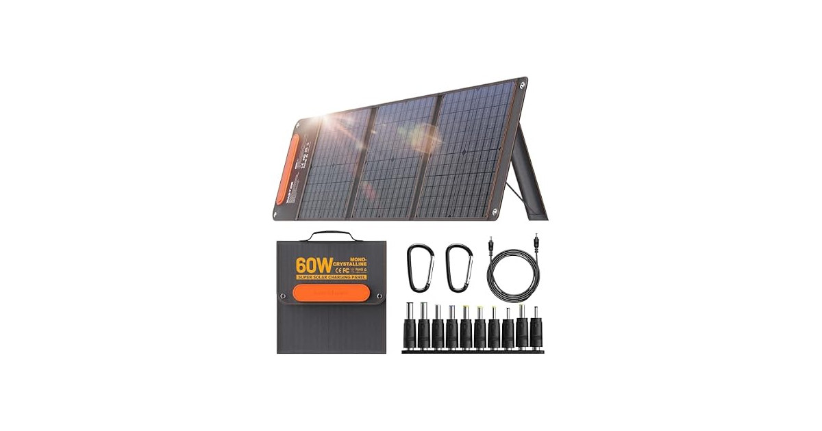 60W Foldable Solar Panel Charger w/ USB