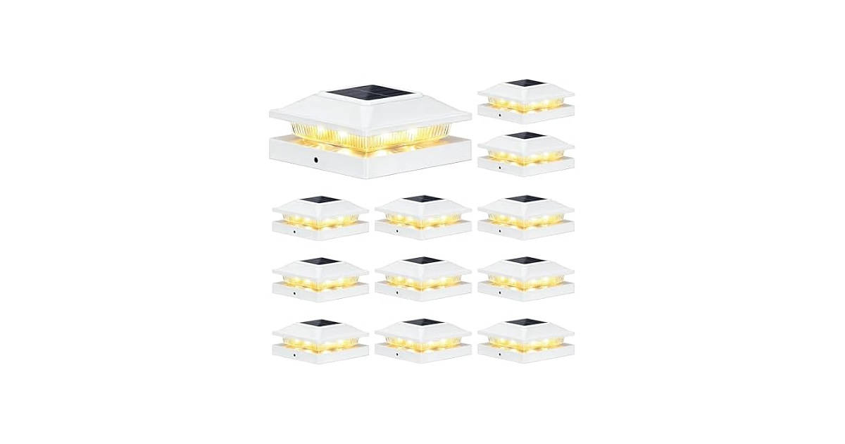 Brightever Solar Post Cap Lights 12 Pack White