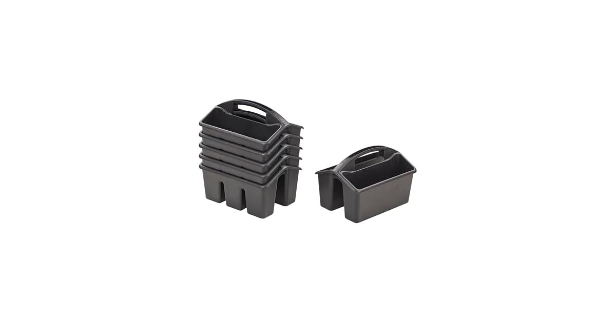 ECR4Kids 4-Compartment Small Storage Caddy Organizer, 6-Pack, Black