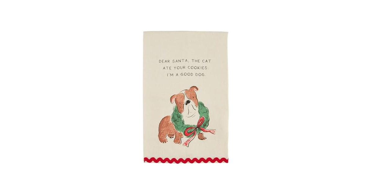 Mud Pie Christmas Pet Towels, Dear, 26" x 16 1/2"