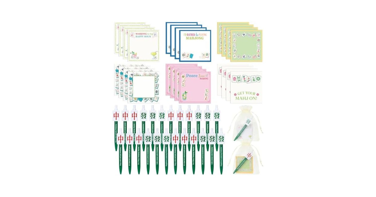 Bafeil 24pc Mahjong Gift Set w/Sticky Notes