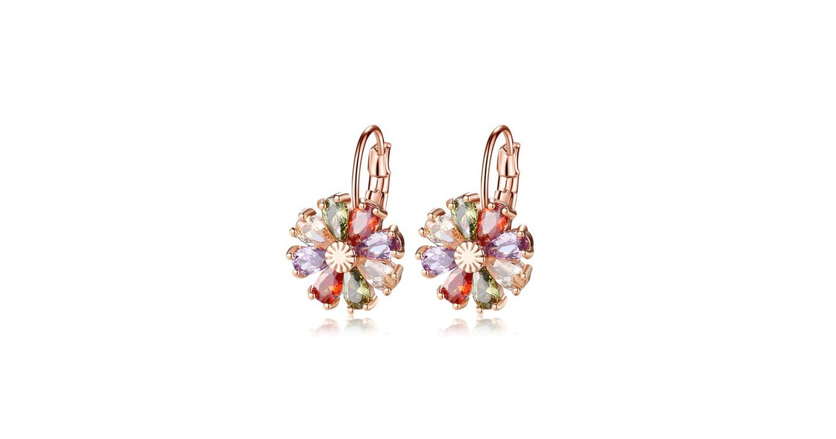 Flower Drop Leverback Earrings