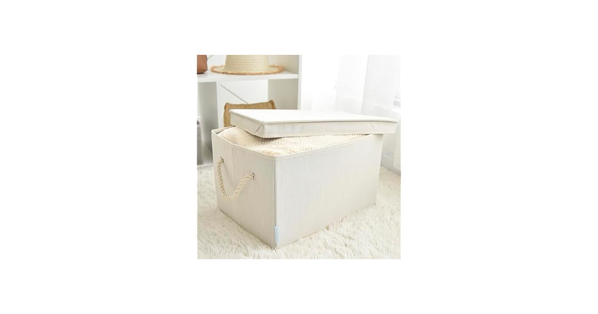 Suptinwear Large Storage Baskets with Lid for Shelves