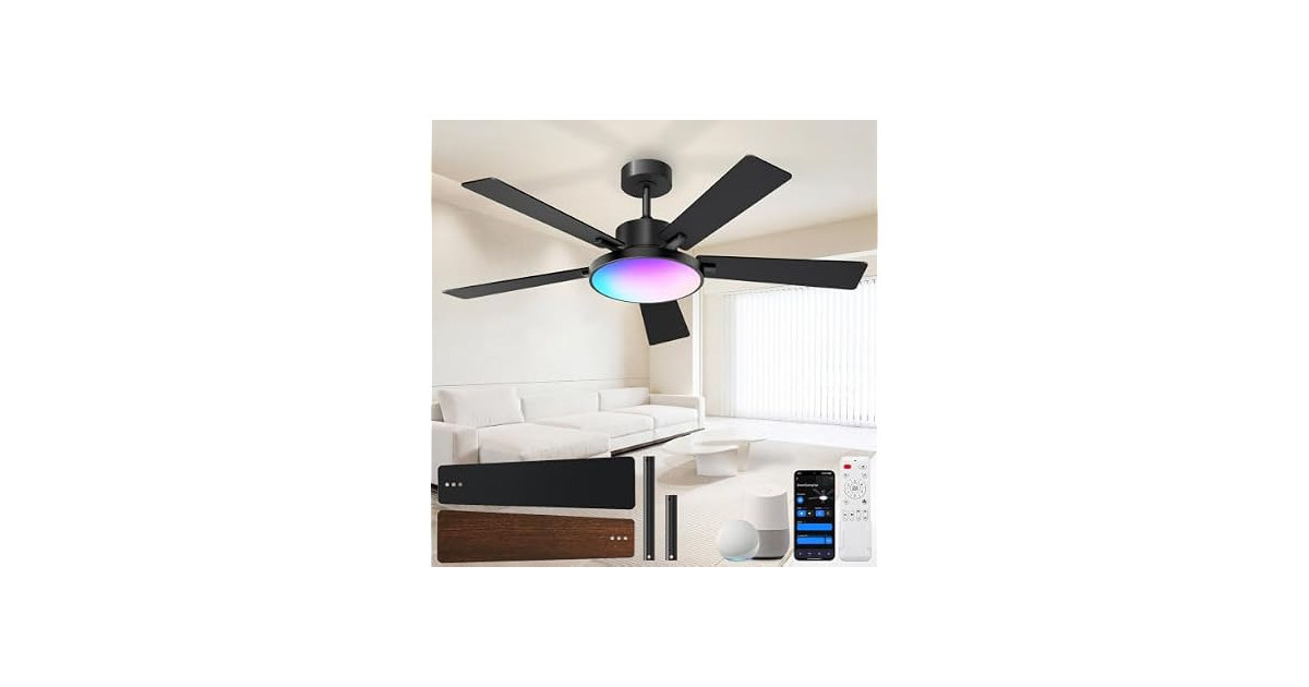 RGBCW Smart 52" 2600LM LED Ceiling Fan Light with Remote