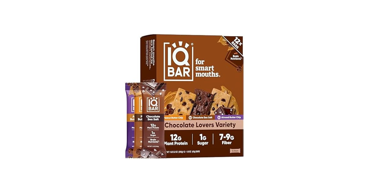 (24-Pack) IQBAR Plant Protein Bars: Chocolate Sea Salt