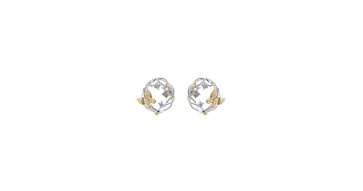 Gold Plated Two Tone Floral Earrings