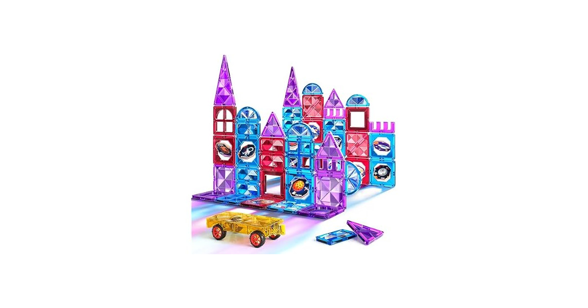 TEMI 80 Piece Set Cartoon Graphic Magnetic Blocks