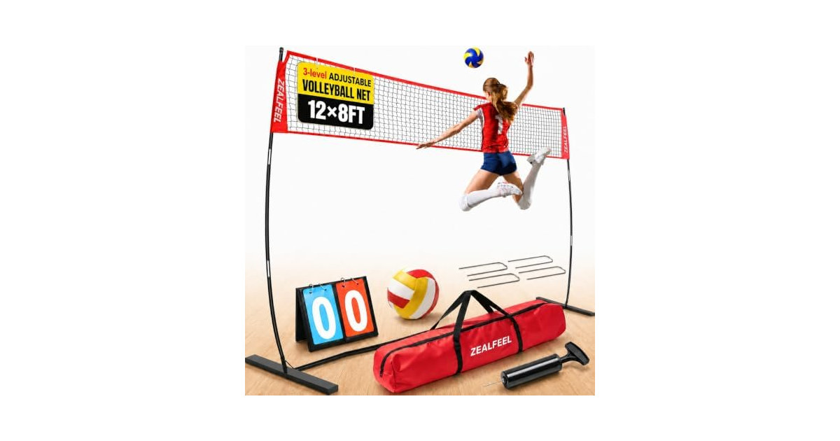 ZEALFEEL 12FT Volleyball Net Set