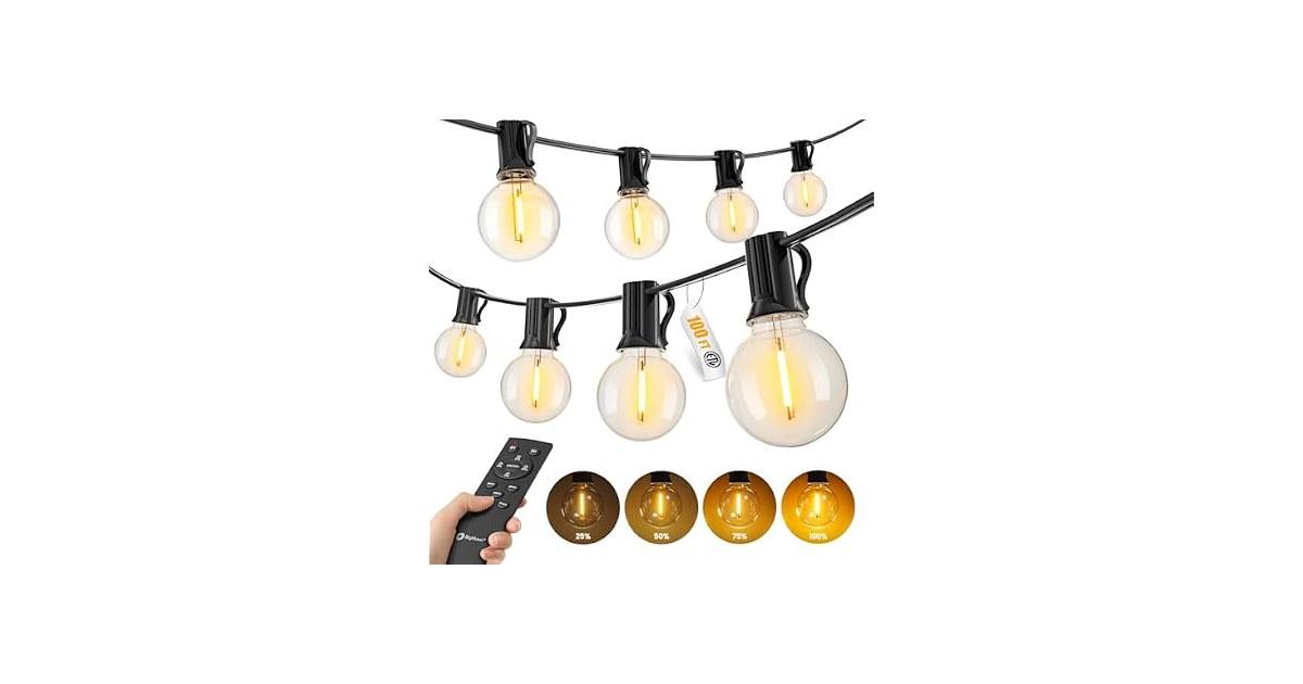 Brightown 100Ft Outdoor String Lights with Remote