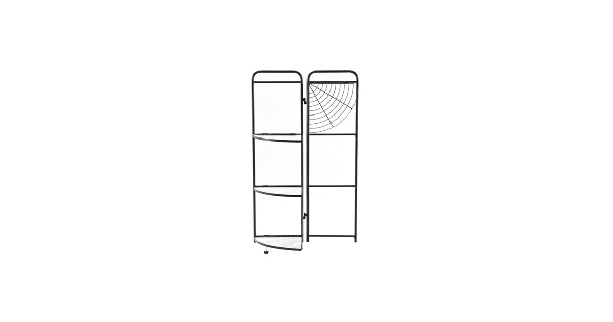 4-Tier Foldable Corner Shelf, Black