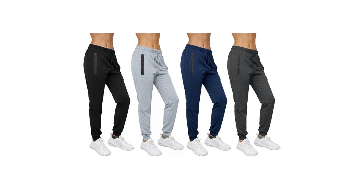 3Pk Asst Womens Tech Jogger w-Zip Pockets