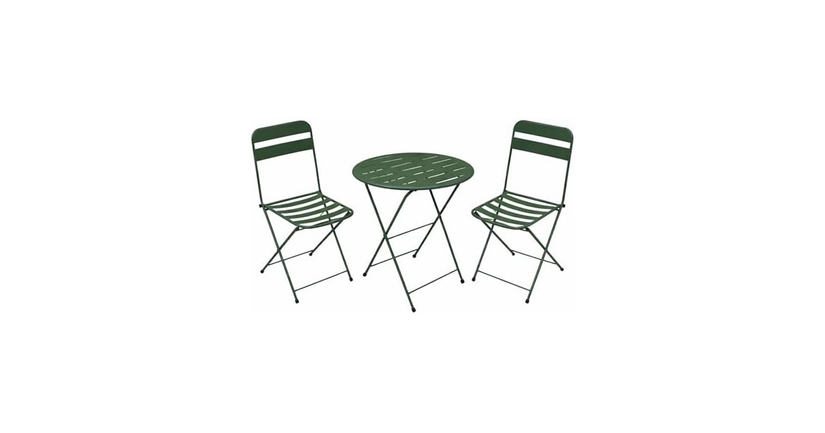 3-Piece Green Metal Folding Bistro Set
