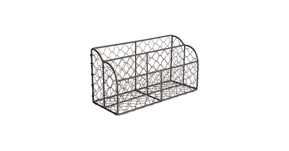 DII Farmhouse Metal Storage, Gray, Letter Holder