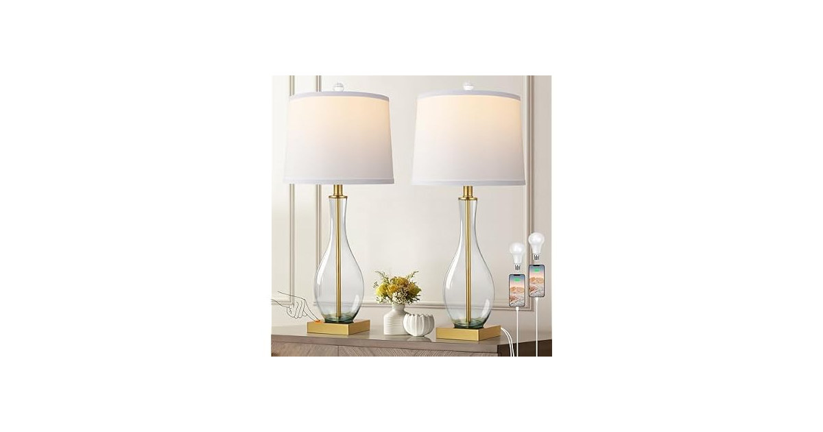 WIHTU Glass Table Lamps, Gold