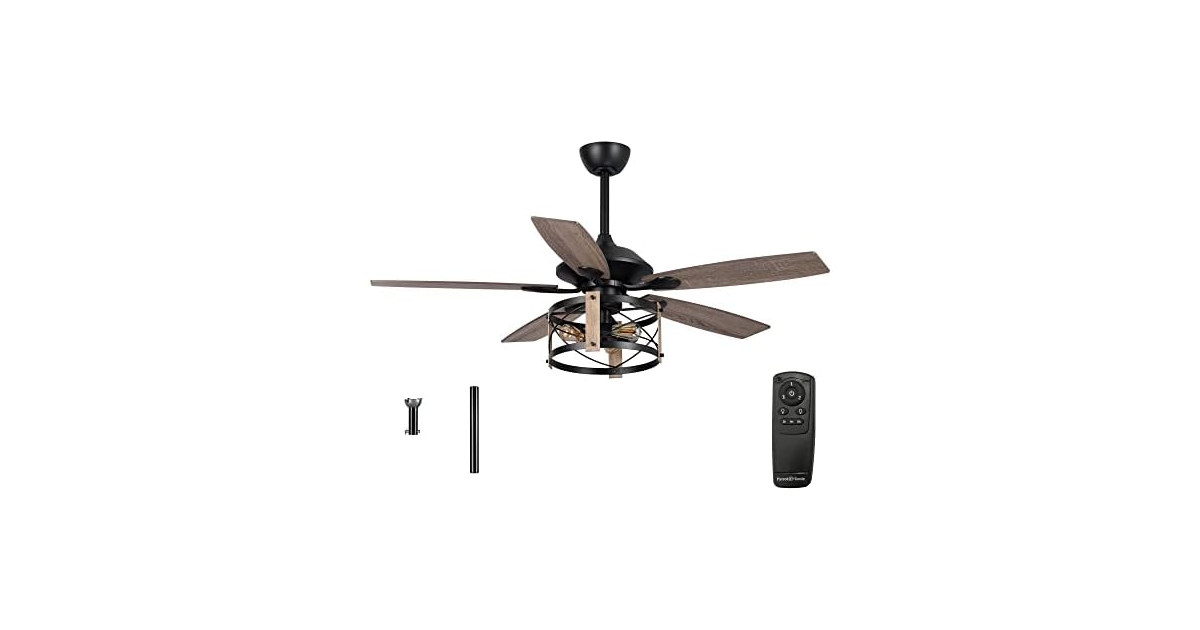 Parrot Uncle 52" F6316Q-PU Rustic Ceiling Fan w/Light