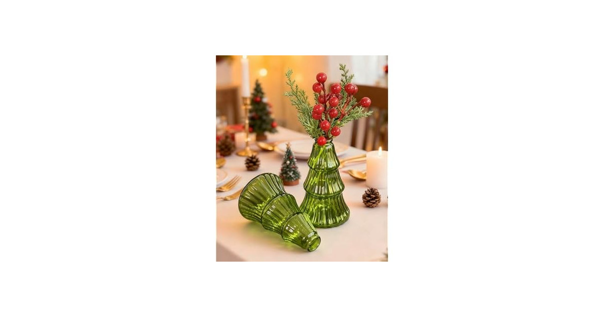 Christmas Tree Glass Terrarium Vases 4pc