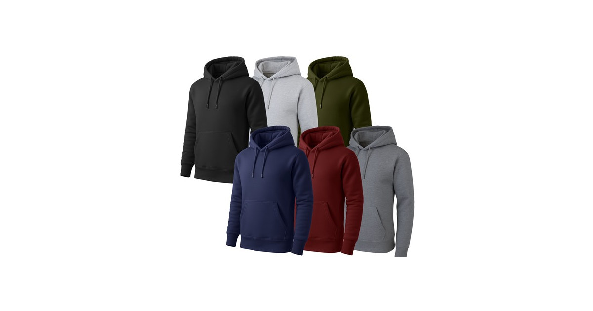3Pk Mens Fleece-Lined Pullover Hoodie
