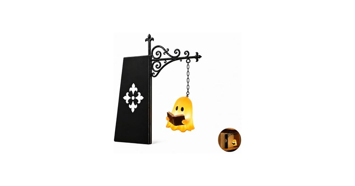 Uhbugoio Ghost Bookshelf Lantern, Reading Ghost