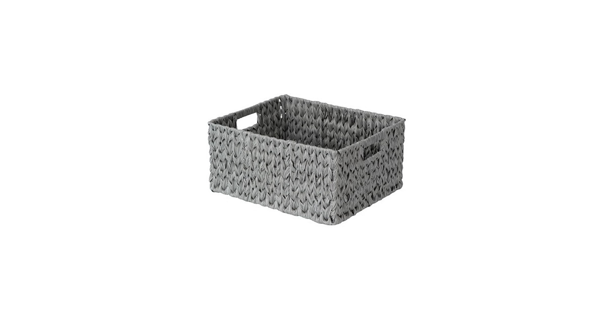 JS HOME Large Plastic Storage Basket with Handles,Grey