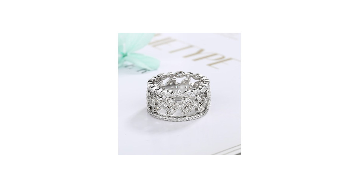 3 Piece Crystal Leaf Ring Set