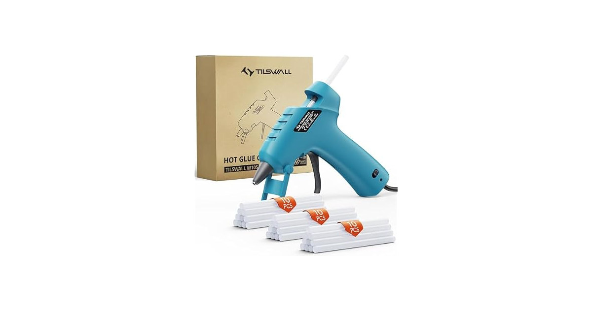 Tilswall Hot Glue Gun Kit with 30 Glue Sticks Blue