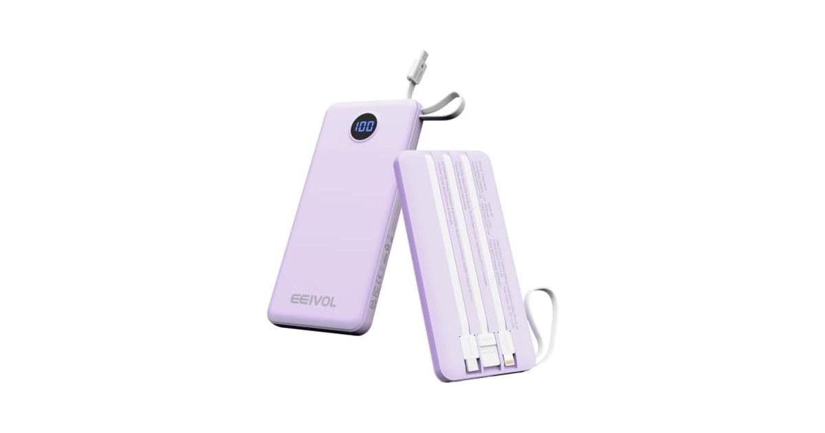EEIVOL 10000mAh Power Bank w/Cables