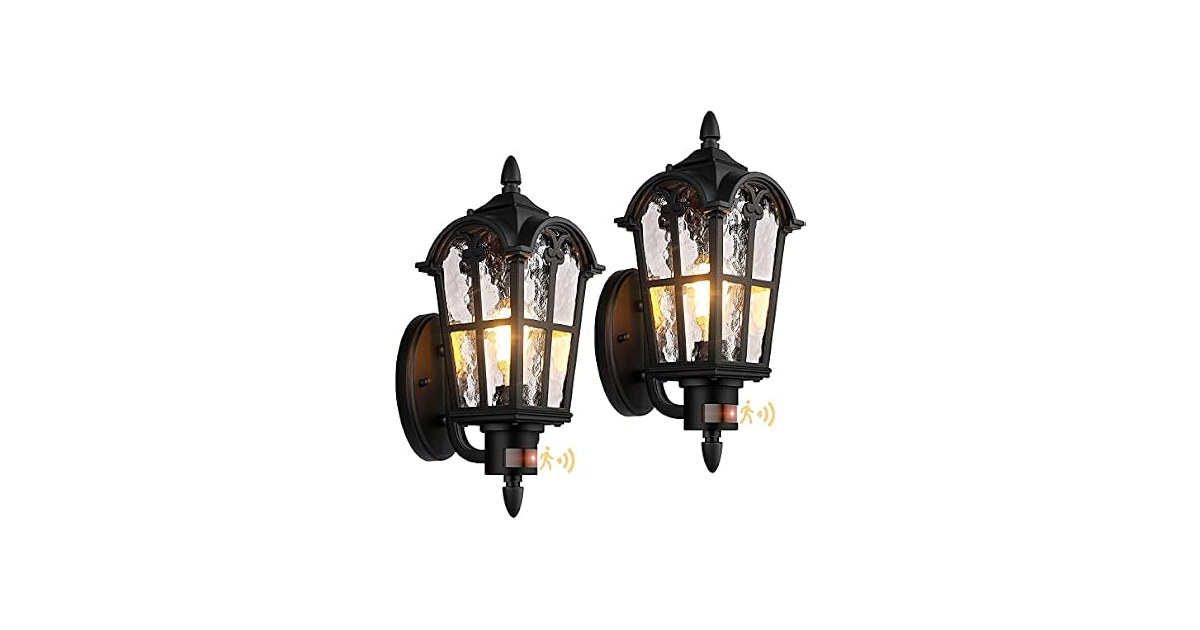 BesLowe Large Motion Sensor Outdoor Wall Light Black