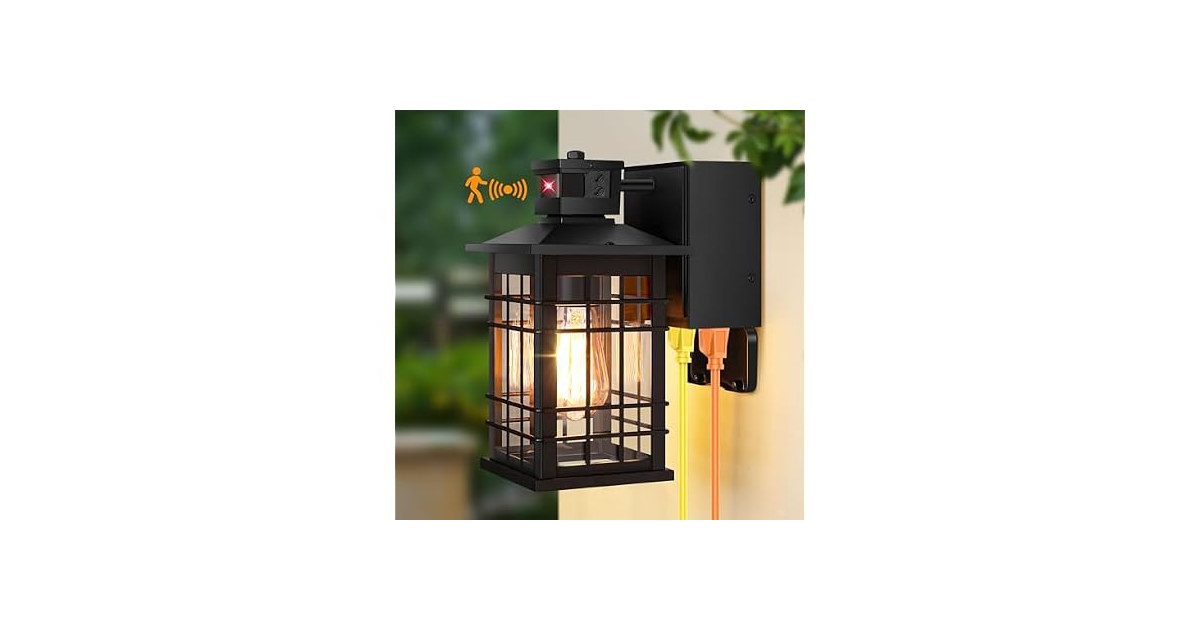 Kondras Black GFCI Motion Porch Light